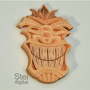 Tiki masker ontwerp dxf, svg-bestanden, voor laser, mandala Cricut svg, gesneden bestand, gelaagde Tiki svg, Tiki meerlaagse mandala, 3D-mandala svg. 01