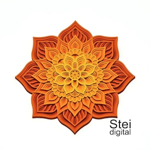 Flower mandala svg, dxf cut files, laser cutting template, Mandala vector file, 3d mandala, layered floral mandala, mandala Cricut svg, F14.