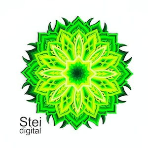 3d Mandala svg, dxf cut files, laser cutting template, 3d Flower mandala svg, cut pattern, layered mandala svg, mandala Cricut svg, D11.