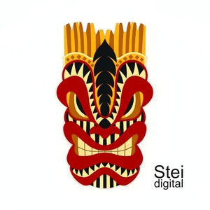 3D Tiki-mandala svg, dxf lasergesneden bestand, Cricut svg, gelaagde Tiki-masker svg, meerlaagse mandala, home decor svg, Tiki-krijger gesneden bestand.