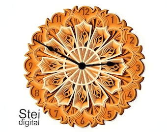 Mandala Wall Clock SVG DXF: CNC Laser Cut Files