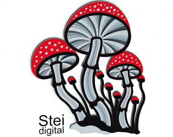 Layered Mushroom Mandala SVG DXF: Laser Cut File, Cricut Template