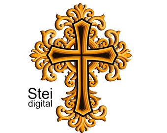 SVG de cruz en capas: archivo de corte láser de mandala 3D (descarga digital)