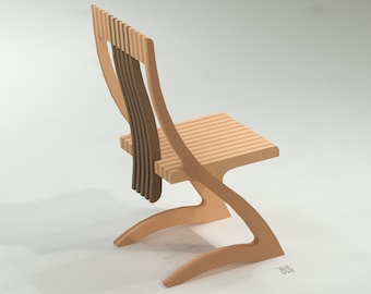 Diseño de silla CNC: Plano DXF de silla de madera contrachapada (descarga digital)