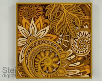 3D Floral Mandala SVG: Layered Laser Cut Files, CNC, Cricut