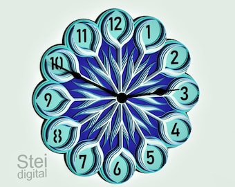 3D Layered Flower Wall Clock SVG DXF: Mandala Laser Cut Files