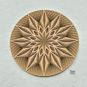 Mandala con decoro 3D in formato SVG, file DXF tagliati al laser, mandala a strati in formato SVG, file di taglio Mandala multistrato 3D in formato SVG per laser, Cricut, Silhouette. F20.