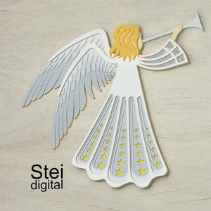 3d Layered Angel svg, dxf cut files, Christmas Angel svg, Angel cut template, Angel Cricut, Angel Silhouette, cnc, Angel laser cut files.