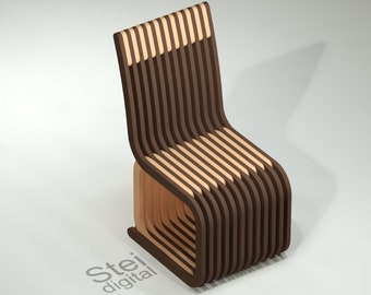 Chair 04 dxf, cnc files, cnc plan, cnc router cut files, furniture vector files, CNC milling, template, Parametric furniture, plywood chair.