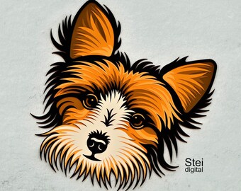 3D Layered Yorkshire Terrier SVG DXF: Laser Cut Files
