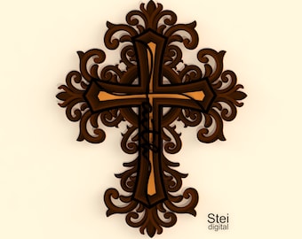 3D-geloof Cross SVG, DXF, lasergesneden bestand, gesneden sjabloon, vectorbestand, religieus geloof Cross, gelaagde Cross cut-bestanden voor Cricut, silhouet.