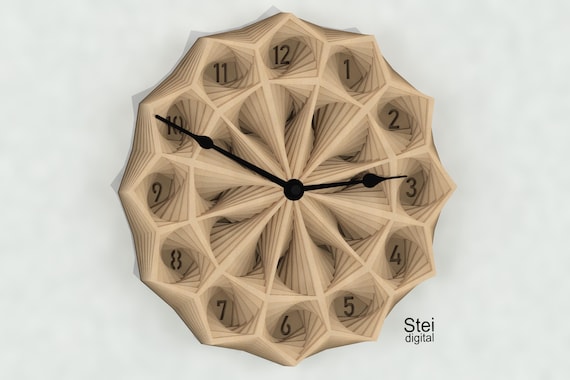 Layered Mandala Wall Clock SVG DXF: Geometric Laser Cut File