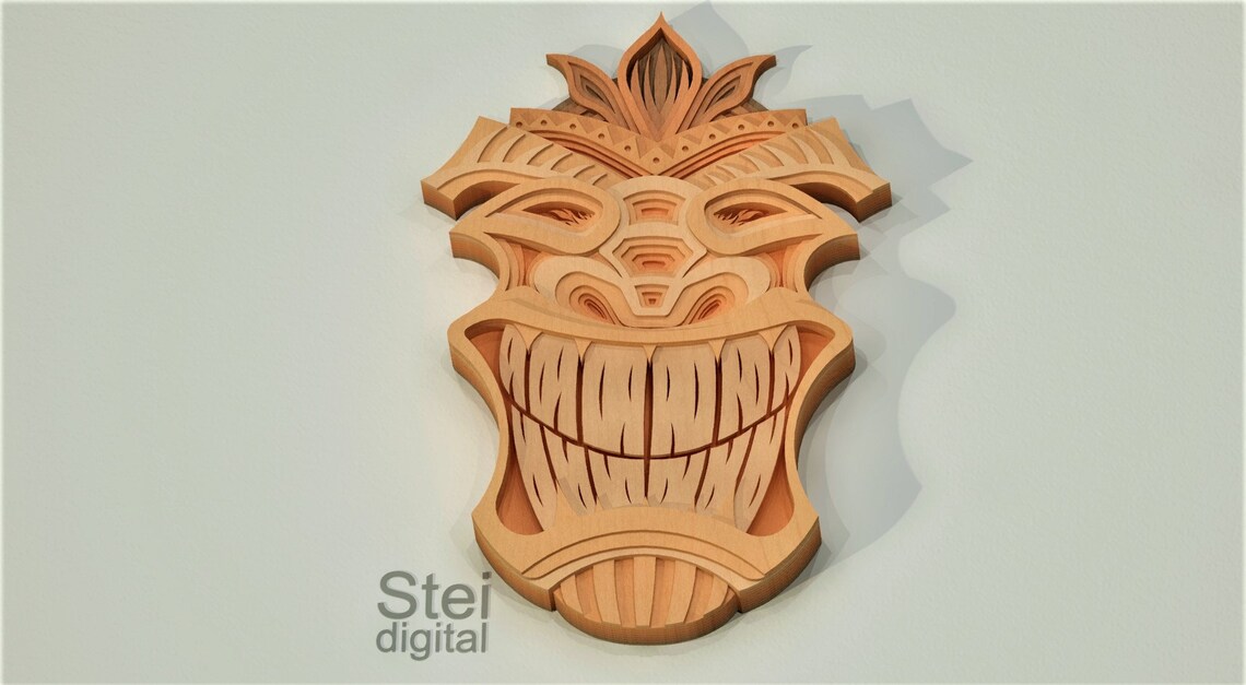 Layered Tiki Mask SVG DXF: 3D Mandala Laser Cut File - Etsy