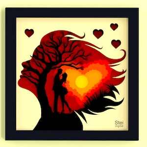 Caja de sombra de amor 3D SVG, SVG de boda, SVG en capas de amor, regalo para él SVG, plantilla de corte, archivo de corte de boda para Cricut, láser, silueta.