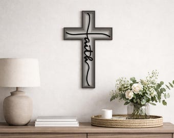 Faith Hope Love Cross SVG DXF: 3D Mandala Laser Cut File