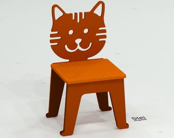 Plano CNC para silla de gato: Muebles infantiles de madera contrachapada (archivos DXF)