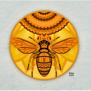 3d Bee With Sunflower Mandala SVG, DXF Cut Files, Bee Layered Svg ...