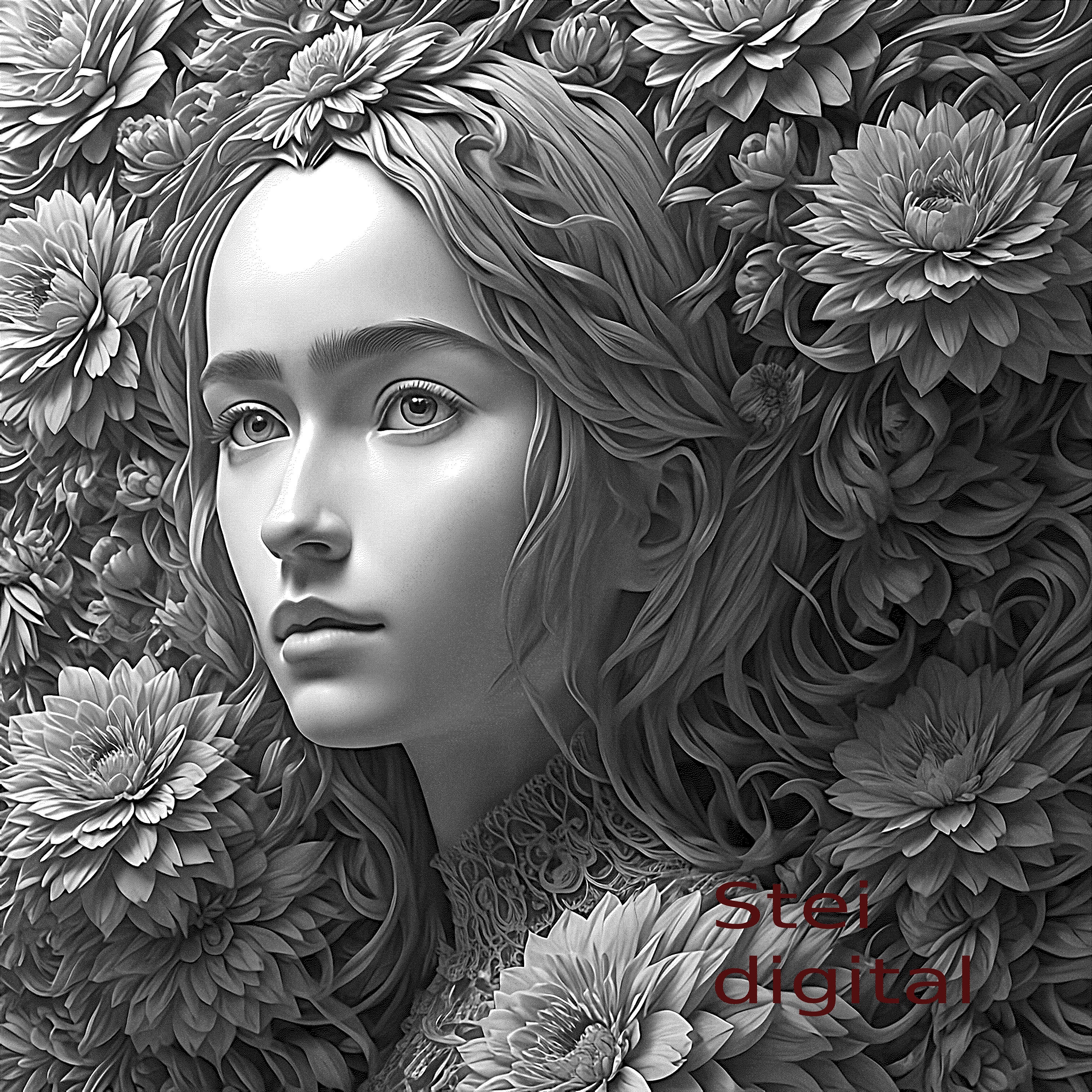 Archivo de grabado láser de mujer floral: Decoración de pared 3D (PNG, SVG  digitales) - Etsy México, image size:3000x3000