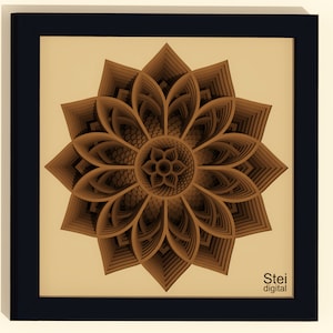 3D-mandala shadow box svg, bloem mandala svg, dxf-snijbestand, mandala gelaagde svg, mandala gesneden sjabloon voor Cricut, laser, silhouet.