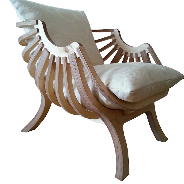 Plywood Lounge Chair CNC File: Laser Cut DXF Plan