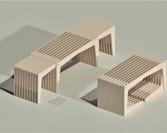 CNC Bench Table Transformer: Plywood Furniture Vector Files (DXF/SVG)