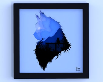 3D Cat Shadow Box SVG: Layered Papercut Template (Digital Files)