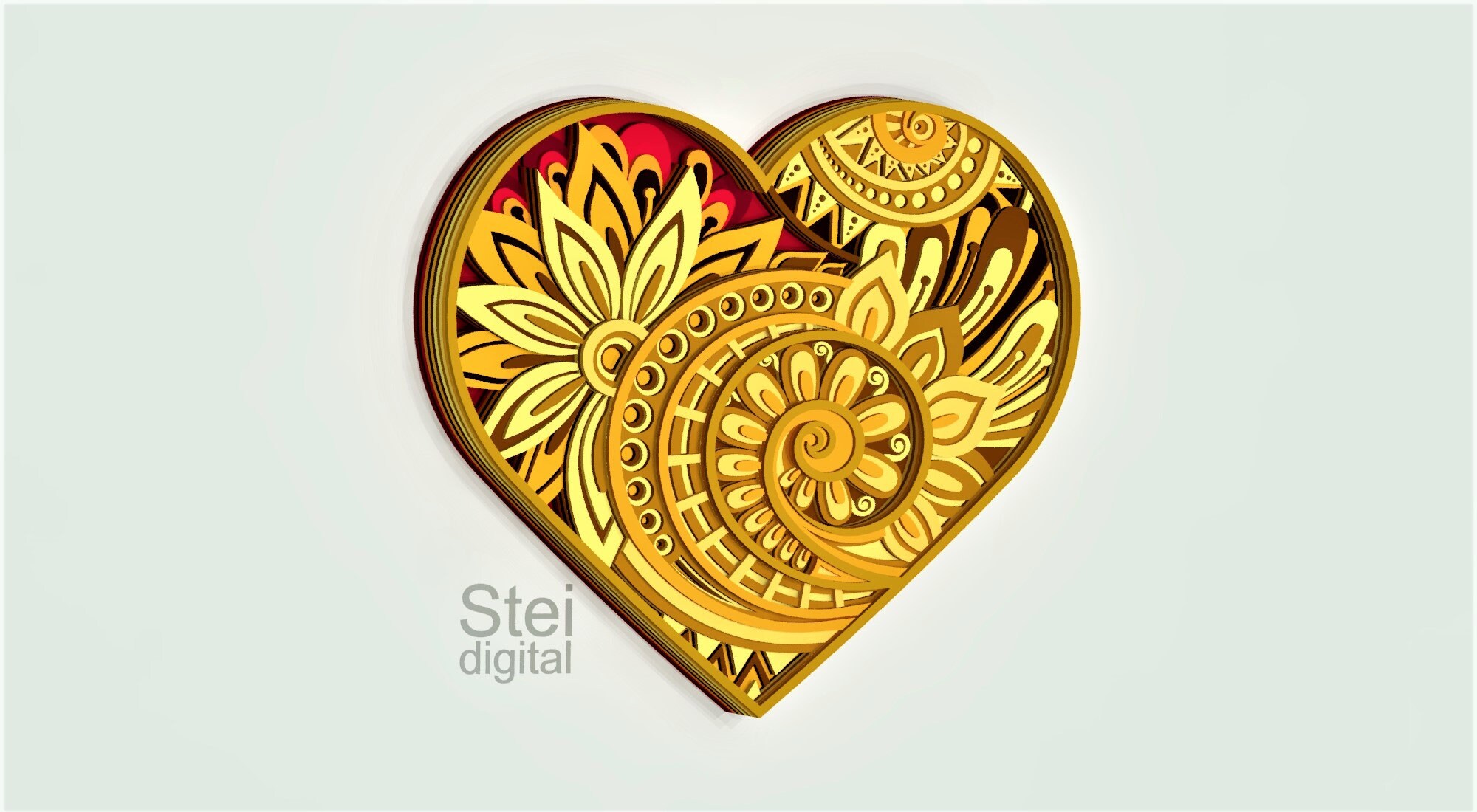 3d Floral Heart Mandala Svg Dxf Laser Cutting File Layered - Etsy Australia