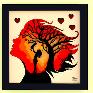 Fête des mères 3D shadow box svg, svg fête des femmes, fête des mères svg en couches, modèle de coupe, fichier coupe fête des mères pour Cricut, laser, Silhouette.