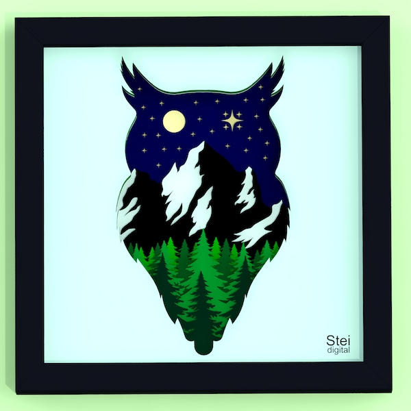 3d Owl shadow box svg, dxf, Owl papercut template, Owl layered svg, Owl cut file for Cricut, laser, Silhouette, night owl svg. 3d Owl shadow box svg, dxf, Owl papercut template, Owl layered svg, Owl cut file for Cricut, laser, Silhouette, night owl svg.
