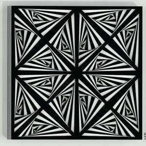 3D-mandala optische illusie SVG, DXF-bestanden knippen, vectorbestand, gelaagde mandala-snijbestand voor laser, CNC, Cricut, Glowforge, silhouet. G18.