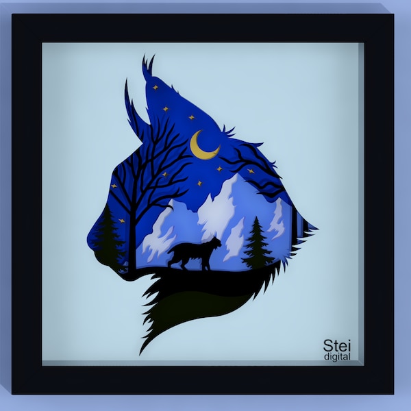 Lynx shadow box svg, dxf cut files, wild Cat paper cut template, 3d Cat layered svg, Lynx paper cutting files for Cricut, laser, Silhouette. Lynx shadow box svg, dxf cut files, wild Cat paper cut template, 3d Cat layered svg, Lynx paper cutting files for Cricut, laser, Silhouette.