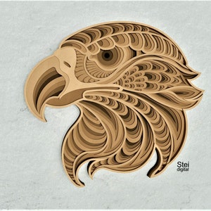 3D Eagle Mandala SVG DXF: Laser Cut Files, Layered Vector (digital ...
