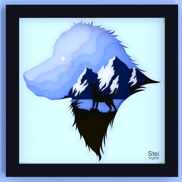 3d Dog shadow box svg, dog papercut template, dog layered svg, dog breeds svg, Labrador retriever cut file for Cricut, laser, Silhouette.