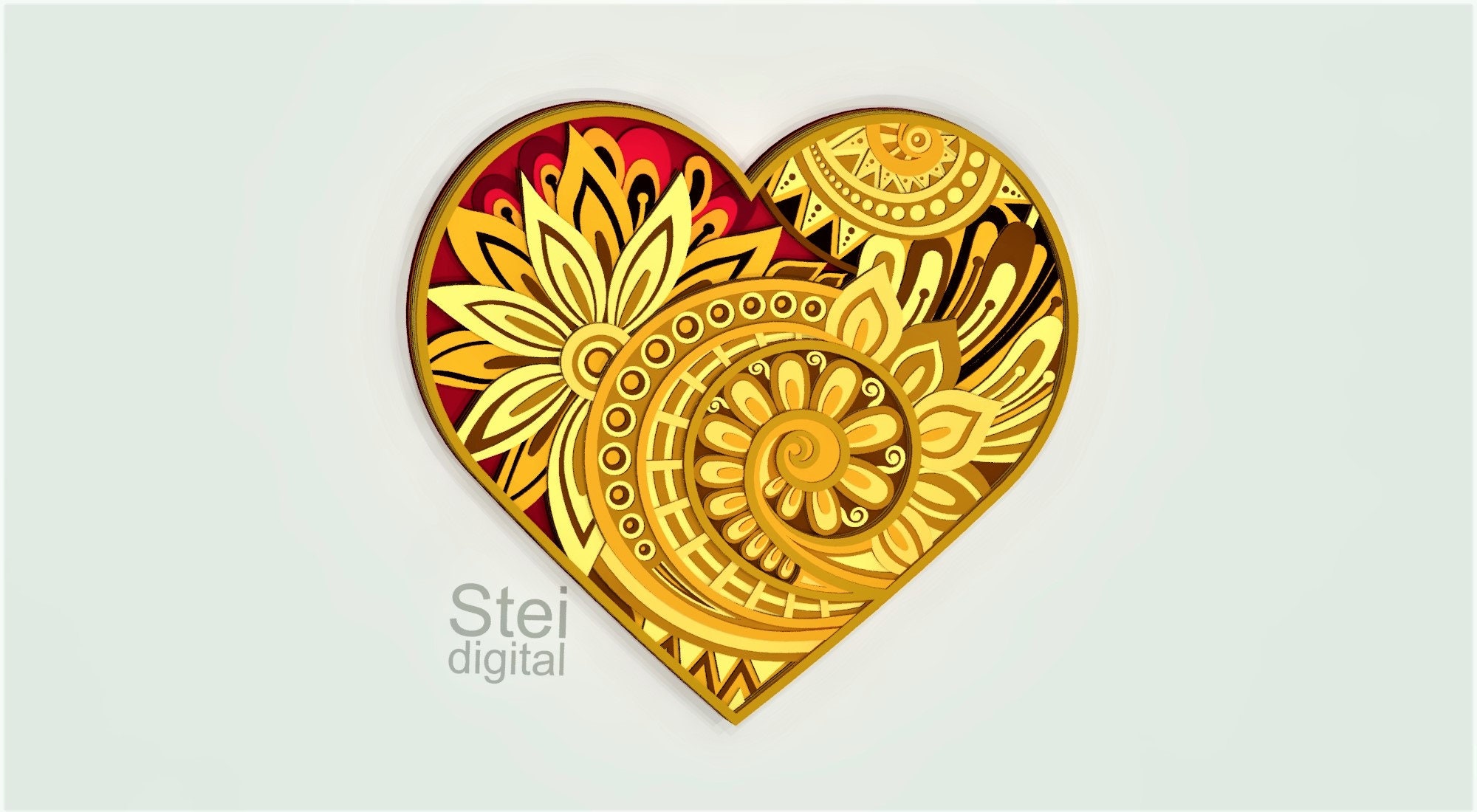 3d Floral Heart Mandala Svg Dxf Laser Cutting File Layered - Etsy Australia