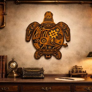 Steampunk Turtle SVG: Layered Laser Cut Files, Cricut Ready