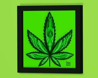 3D Marijuana Leaf Shadow Box SVG, Papercut Template (Digital Download)