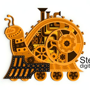 3D スチームパンク カタツムリ SVG DXF: レーザーカットファイル、CNC テンプレート