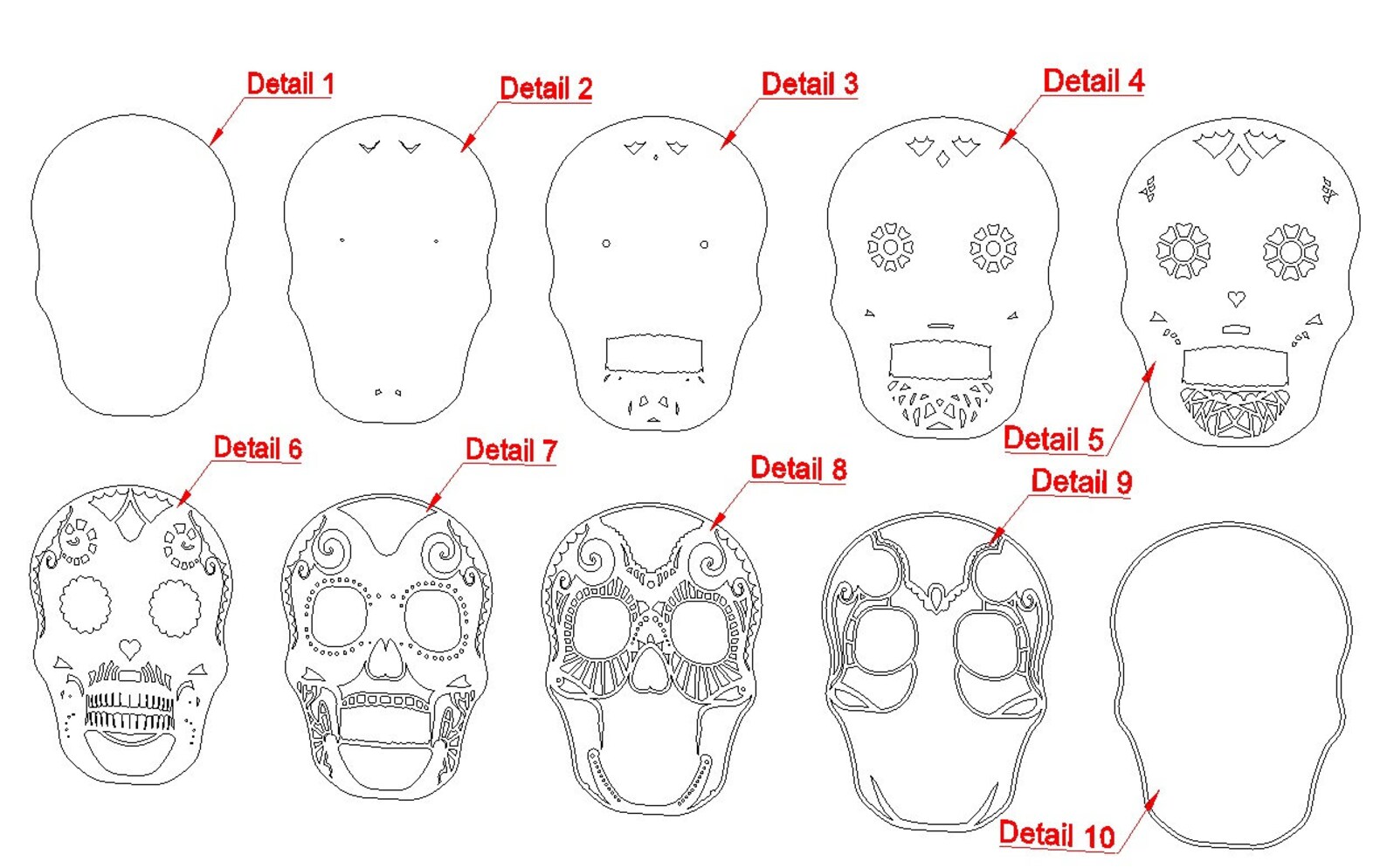 3d Sugar Skull Svg DXF Files Cricut Svg Cut File Calavera - Etsy