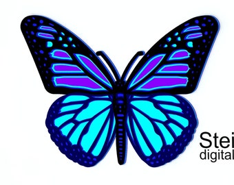 Mandala de Borboleta 3D em SVG e DXF: Arquivos para Corte a Laser em Camadas