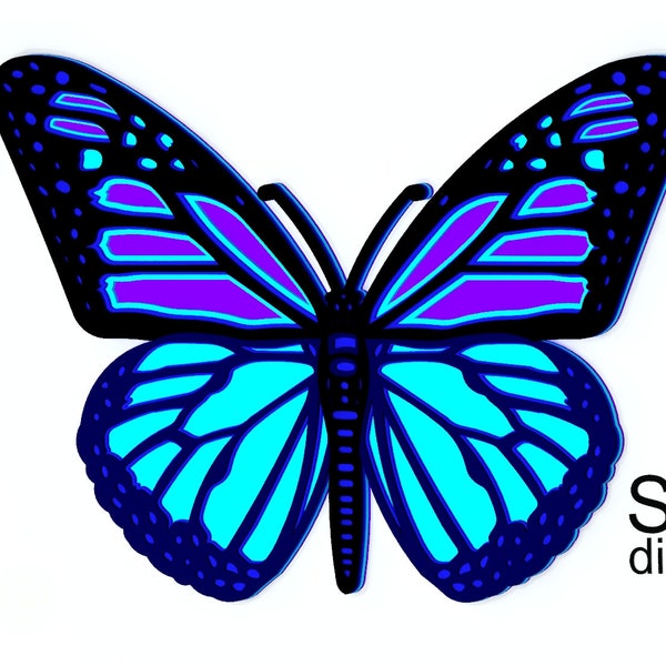 3d Butterfly svg, Dxf files, Cricut svg files, laser cut file, layered butterfly svg, Multilayer Mandala, 3d Butterfly mandala svg, B4.