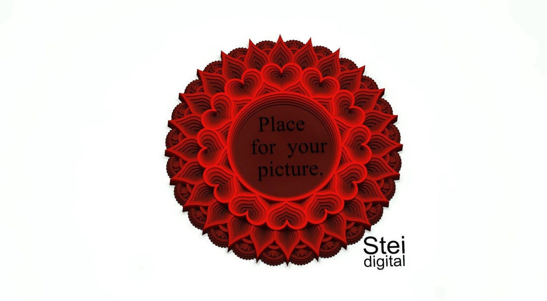 Mandala Frame Svg, 3d Layered Heart Svg, Dxf, Laser Cut Files ...