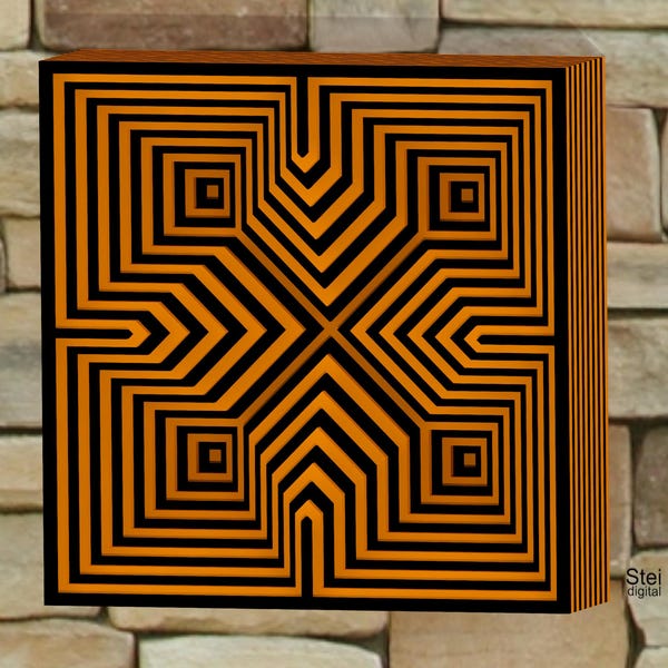 Mandala illusion d'optique 3D : fichiers découpés au laser (SVG, DXF)