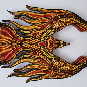 3D Phoenix SVG, fichiers Dxf découpés au laser, fichier vectoriel Phoenix, Phoenix mandala svg, modèle pour laser, conception Phoenix en couches pour la décoration intérieure.