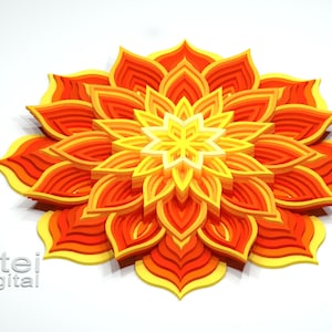 Mandala di fiori 3D Cricut svg, file di taglio dxf, modello di taglio laser, Mandala multistrato, file laser, design a strati svg, file vettoriale, F8.