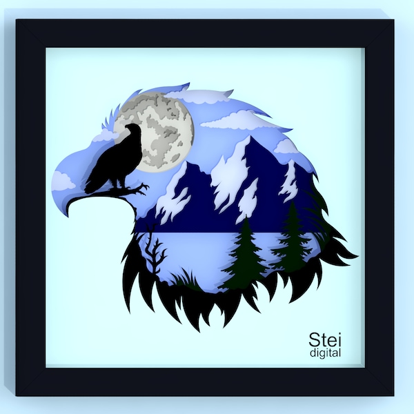 3d Eagle shadow box svg, Eagle paper cut template, Eagle layered svg, Eagle cut pattern, Eagle head cut files for Cricut, laser, Silhouette. 3d Eagle shadow box svg, Eagle paper cut template, Eagle layered svg, Eagle cut pattern, Eagle head cut files for Cricut, laser, Silhouette.