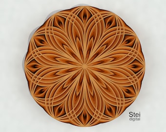 3D Geometric Mandala SVG: Laser Cut Wall Decor (Digital Download)
