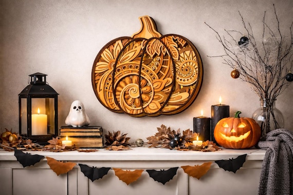 Layered Pumpkin Laser Cut File SVG | Halloween Pumpkin Wall Decor | Glowforge File | Fall Decor SVG | CNC Wood Design