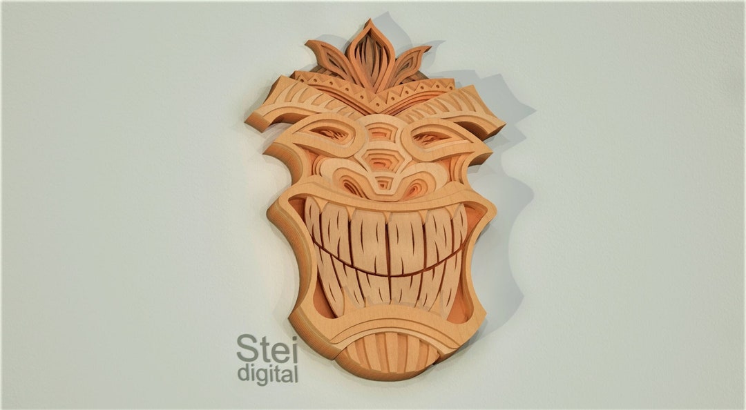 Tiki Mask Design Dxf, Svg Files, for Laser, Mandala Cricut Svg, Cut ...