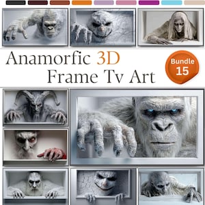 15 Samsung Frame TV Art 4K | Scary 3D Prank Illusions – Winter Creatures Tv Art | Digital Download | Yeti, Snow Monster, Horror TV Wallpaper