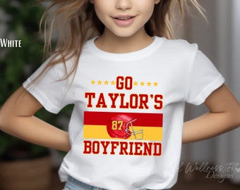 Kids Go Taylor's Boyfriend Tee, Swift & Kelce 87 Shirt, Youth Swiftie Football Shirt, Kids Chiefs Swiftie Shirt, Swiftie for Life